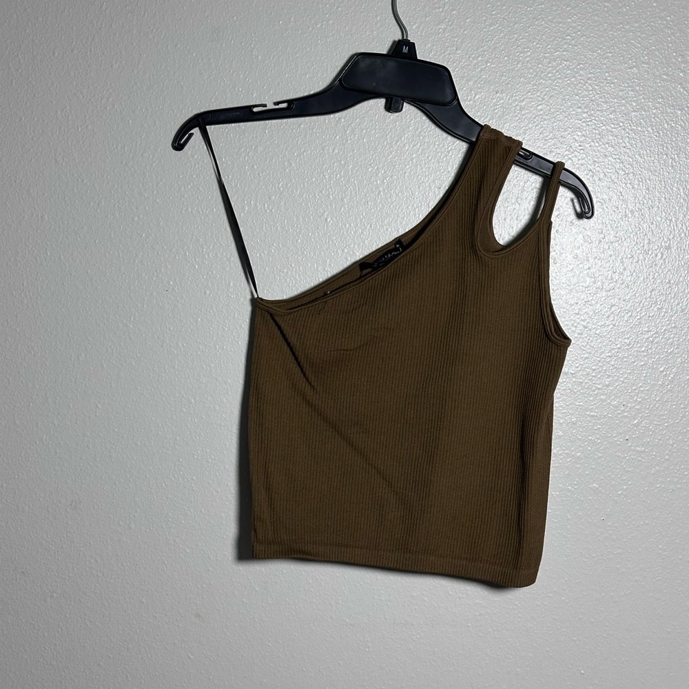 Mixed Threads Women One Shoulder Brown Top Size S.